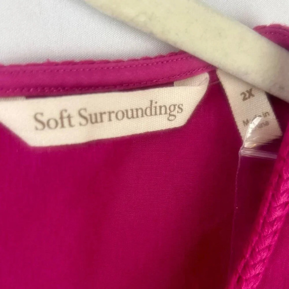 NEW Soft Surroundings Tank Blouse Women Plus 2X Pink Braided Trim High Low Hem - Picture 6 of 7